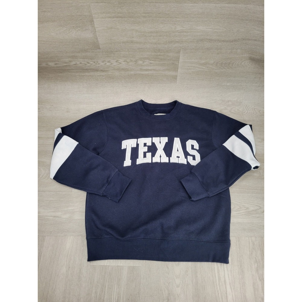 New York Popular Texas Crewneck Sweatshirt Men's M Navy Blue White Varsity